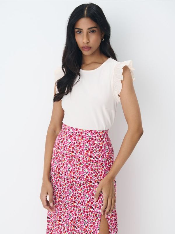 Mohito Mohito - Top z volani - krem