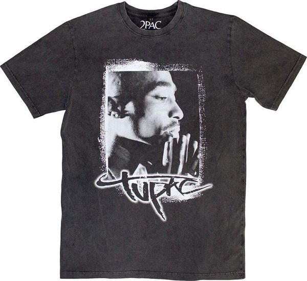 2Pac 2Pac Majica Spray Photo Stone Wash Unisex Charcoal Grey 2XL