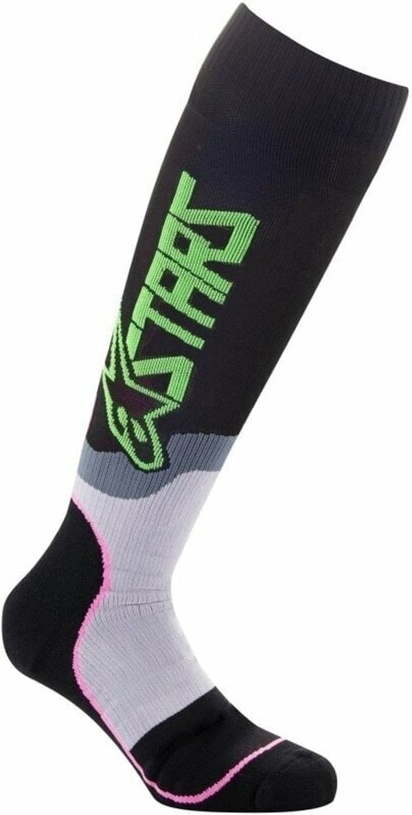 Alpinestars Alpinestars Nogavice MX Plus-2 Socks Black/Green Neon/Pink Fluorescent M