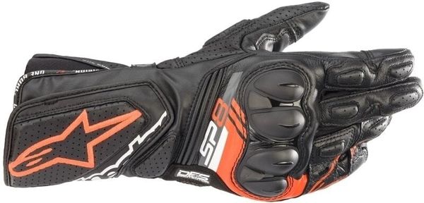 Alpinestars Alpinestars SP-8 V3 Leather Gloves Black/Red Fluorescent 3XL Motoristične rokavice