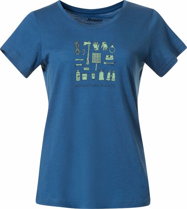 Bergans Bergans Graphic Wool Tee Women North Sea Blue/Jade Green/Navy Blue L Majica na prostem