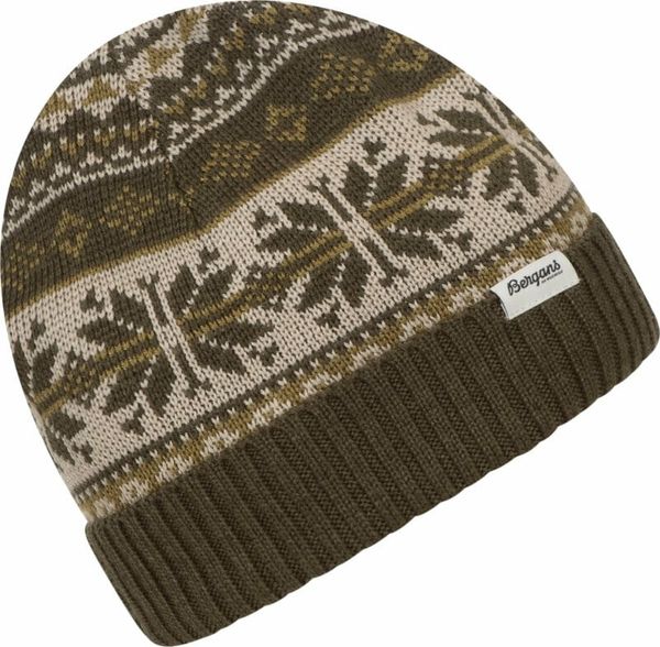 Bergans Bergans Jacquard Beanie Dark Olive Green/Olive Green/Chalk Sand UNI Zimska kapa