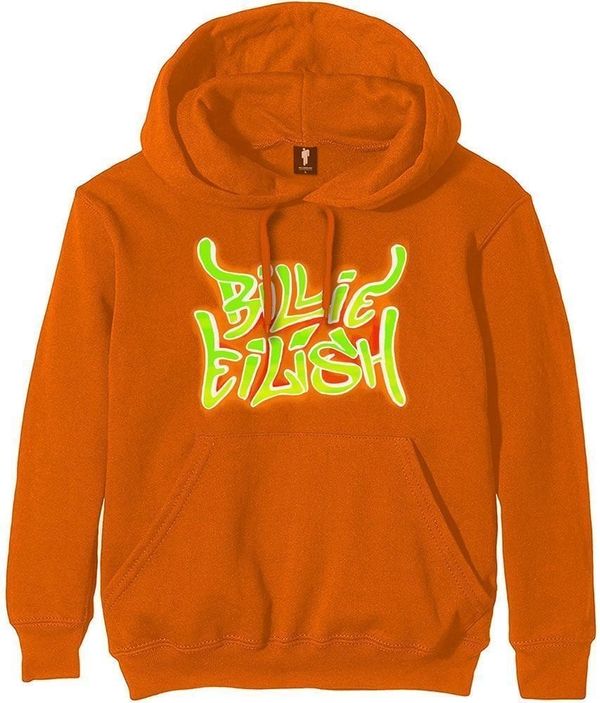 Billie Eilish Billie Eilish Kapuco Airbrush Flames Blohsh Orange 2XL