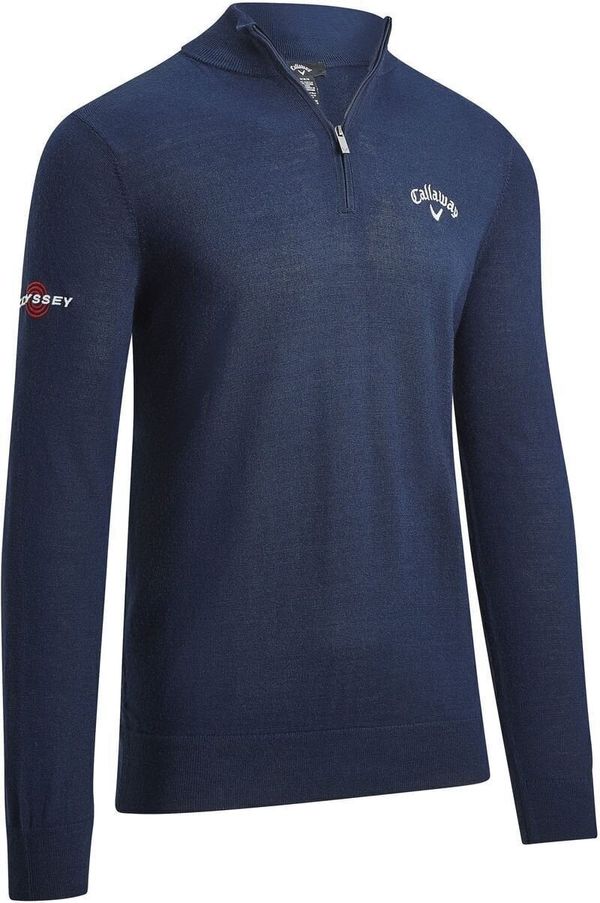 Callaway Callaway 1/4 Blended Mens Merino Sweater Navy Blue S