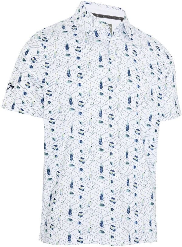 Callaway Callaway All Over Golf Mens Essentials Print Polo Bright White M