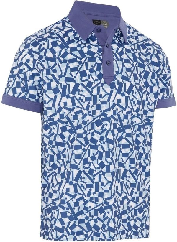 Callaway Callaway Birdseye View Allover Print Mens Polo Bijou Blue 2XL