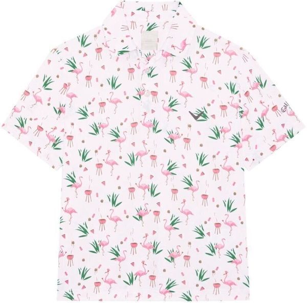 Callaway Callaway Boys All Over Flamingo Printed Polo Bright White M