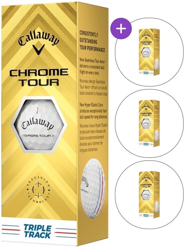 Callaway Callaway Chrome Tour White Golf Balls Triple Track 3 Pack (4x3 Balls) SET