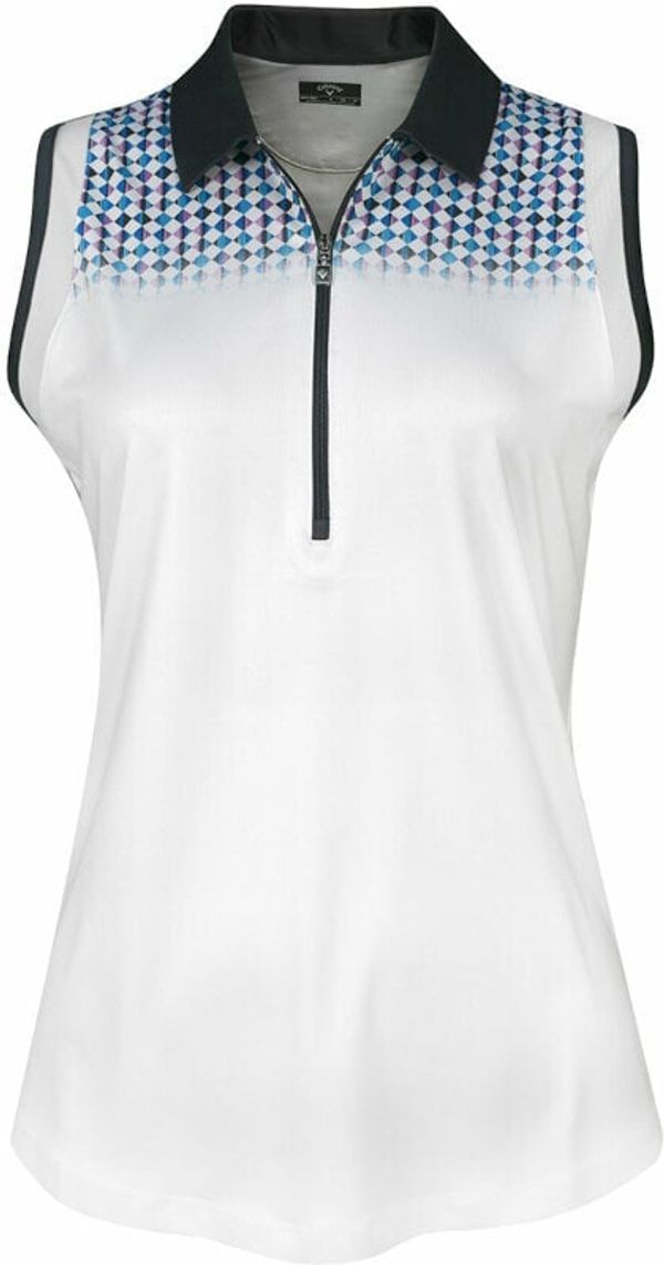 Callaway Callaway Womens Engineered Evanescent Geo Sleeveless Polo Brilliant White XS