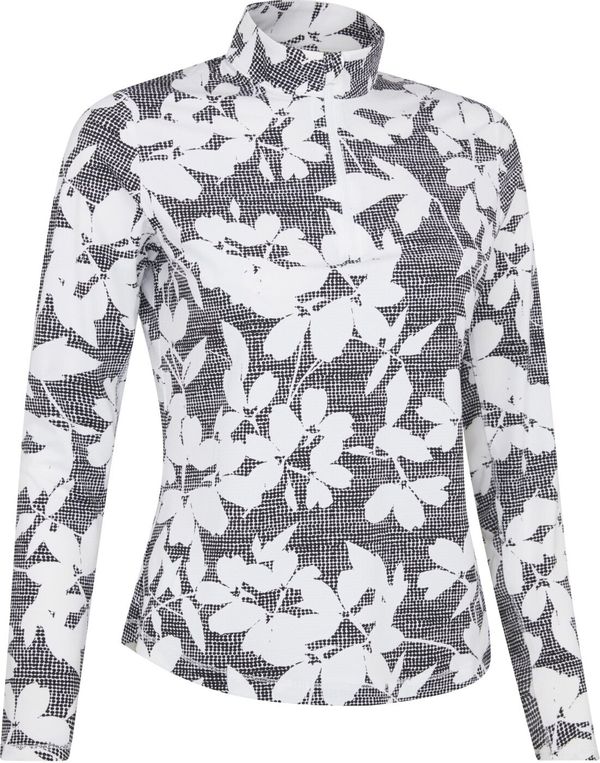 Callaway Callaway Womens Textured Abstract Print Long Sleeve Top Caviar S Pulover