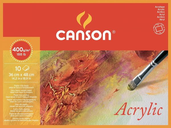 Canson Canson Pad Acrylique Cold Pressed Skicirka 32 x 24 cm 400 g Natural White