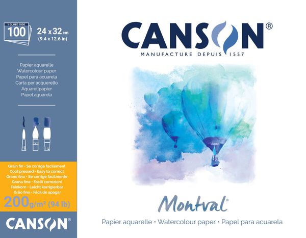 Canson Canson Pad Montval Cold Pressed Skicirka 32 x 24 cm 200 g Natural White