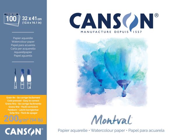 Canson Canson Pad Montval Cold Pressed Skicirka 41 x 32 cm 200 g Natural White