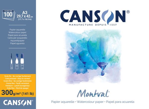 Canson Canson Pad Montval Cold Pressed Skicirka A3 300 g Natural White