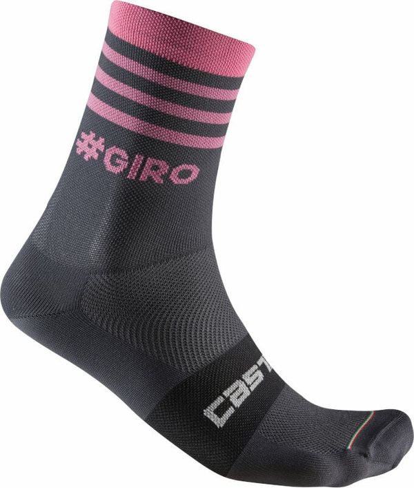 Castelli Castelli Giro 13 Stripe Sock Gray/Rosa L/XL Kolesarske nogavice