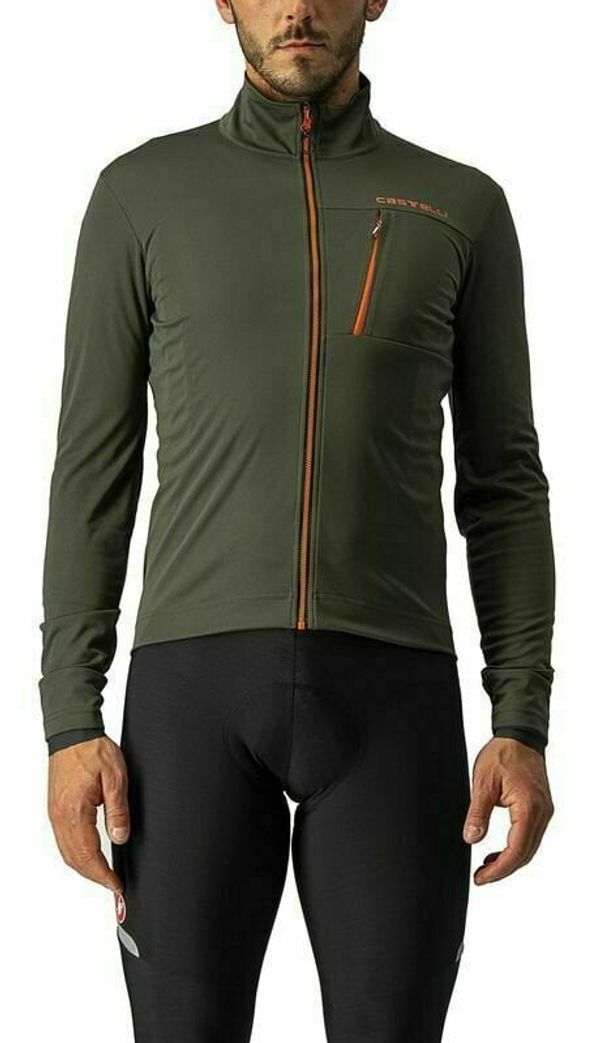 Castelli Castelli Go Jacket Military Green/Fiery Red 3XL Jakna