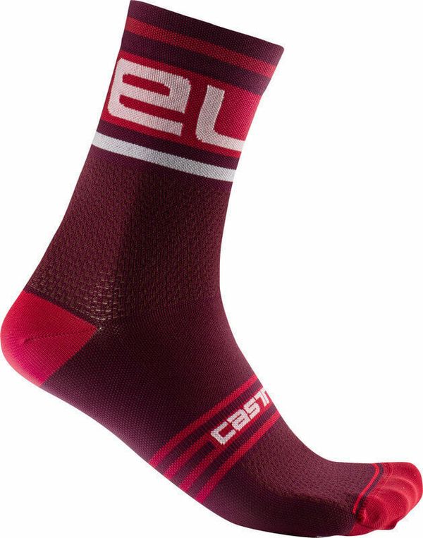 Castelli Castelli Prologo 15 Sock Bordeaux/White S/M Kolesarske nogavice