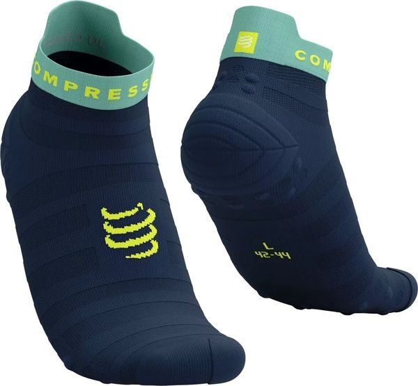 Compressport Compressport Pro Racing Socks V4.0 Ultralight Run Low Dress Blues/Eggshell Blue/Green Sheen T4 Tekaške nogavice