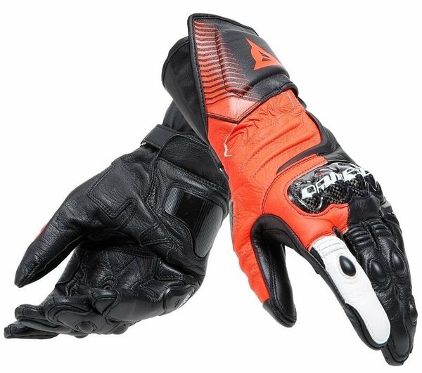 Dainese Dainese Carbon 4 Long Black/Fluo Red/White L Motoristične rokavice