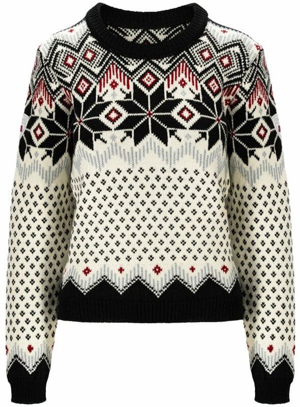 Dale of Norway Dale of Norway Vilja Womens Knit Sweater Black/Off White/Red Rose M Skakalec