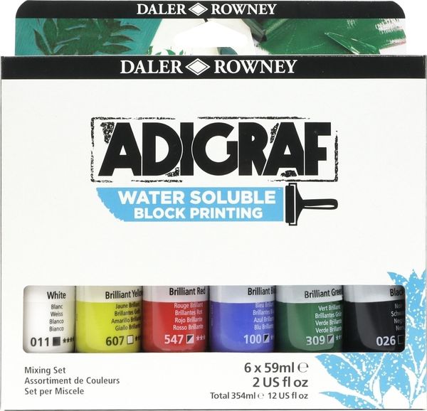 Daler Rowney Daler Rowney Adigraf Block Printing Water Soluble Colour Barva za linotisk 6 x 59 ml