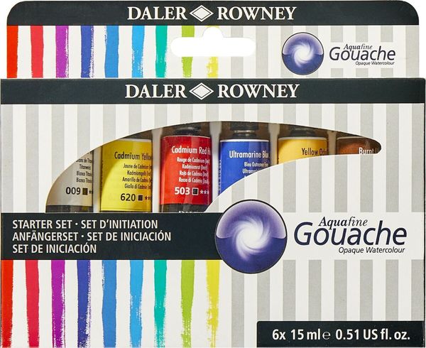 Daler Rowney Daler Rowney Aquafine Komplet gvaš barv Starter Set 6 x 15 ml