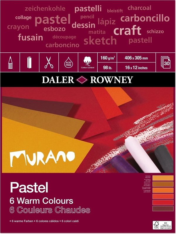 Daler Rowney Daler Rowney Murano Pastel Paper Skicirka 40,6 x 30,5 cm 160 g Warm Colours