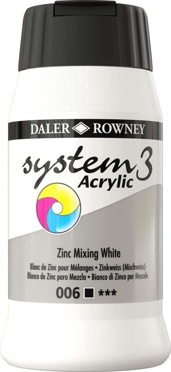 Daler Rowney Daler Rowney System3 Akrilna barva Zinc Mixing White 500 ml 1 kos