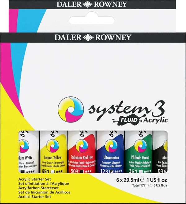 Daler Rowney Daler Rowney System3 Set akrilnih barv Starter Set 6 x 29,5 ml