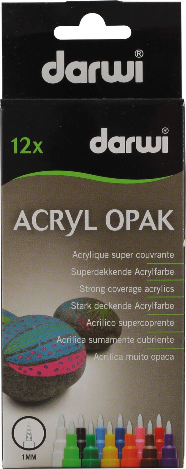 Darwi Darwi Acryl Opak Marker Set Sada akrylových fixiek 12 x 3 ml