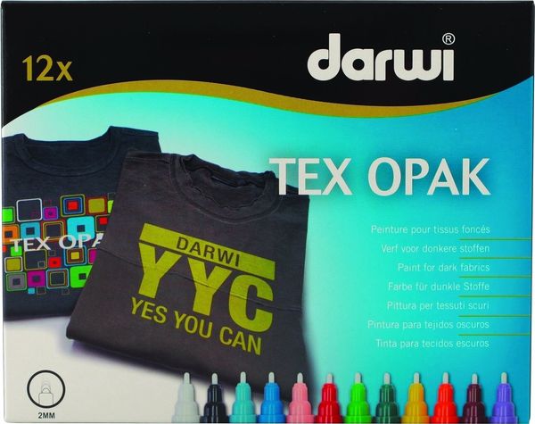 Darwi Darwi Tex Fabric Opak Marker Set Sada textilných fixiek 12 x 6 ml