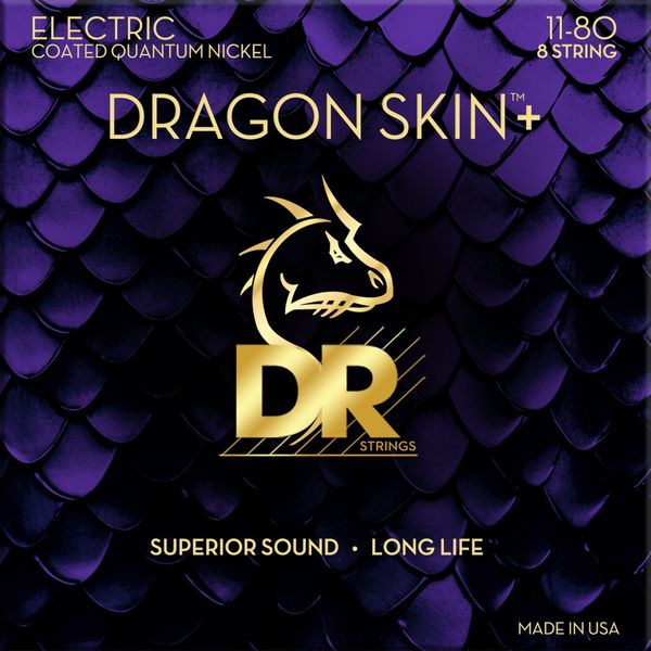 DR Strings DR Strings Dragon Skin+ Coated 8 string Heavy 11-80 Strune za električno kitaro