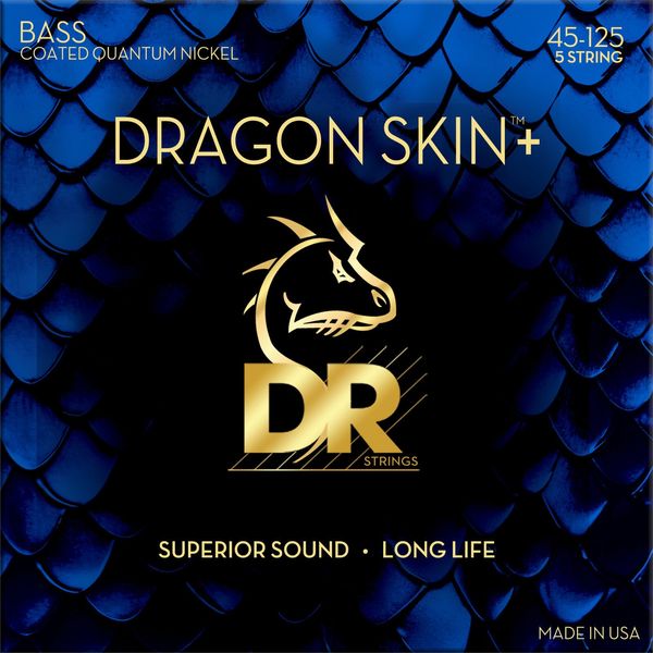 DR Strings DR Strings Dragon Skin+ Coated Nickel 5-String Medium 45-125 Strune za 5 strunsko bas kitaro