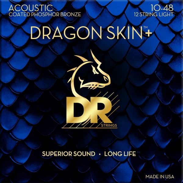 DR Strings DR Strings Dragon Skin+ Coated Phosphor Bronze 12-String Light 10-48 Strune za akustično kitaro