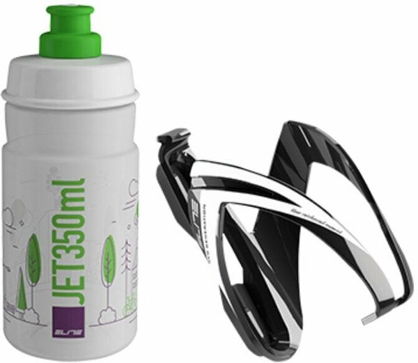 Elite Cycling Elite Cycling CEO  Bottle Cage + Jet Bottle Kit Black Glossy/Clear Green 350 ml Kolesarske flaše