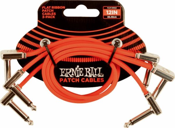 Ernie Ball Ernie Ball 12" Flat Ribbon Patch Cable Red 3-Pack 30 cm Kotni - Kotni Patch kabel