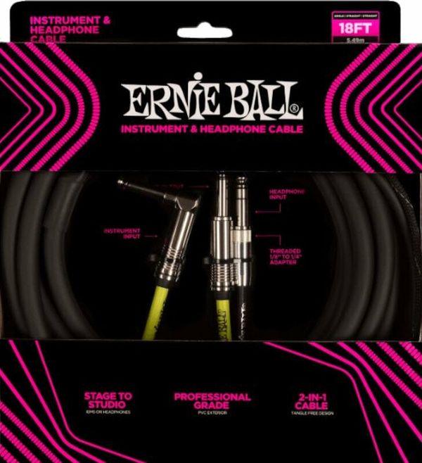 Ernie Ball Ernie Ball Instrument and Headphone Cable Črna 50,5 cm Ravni - Kotni