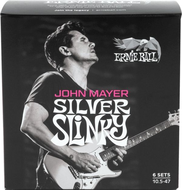 Ernie Ball Ernie Ball John Mayer Silver Slinky Nickel Wound Electric Guitar Strings 6 Pack Strune za električno kitaro