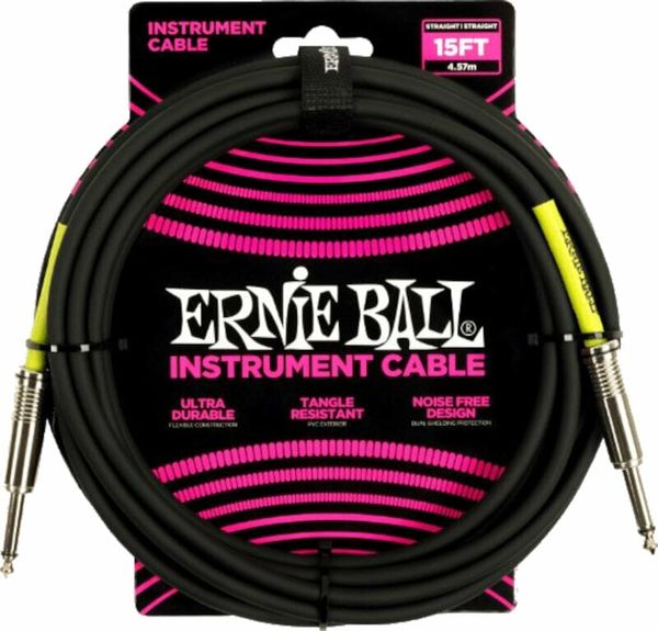 Ernie Ball Ernie Ball PVC Straight Straight Inst Cable Črna 4,6 m Ravni - Ravni