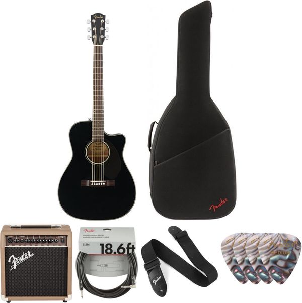 Fender Fender CC-60SCE Concert Black WN Deluxe SET Črna