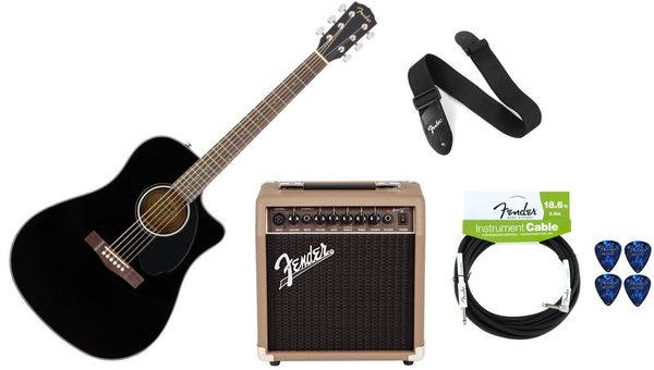 Fender Fender CD-60SCE Black PACK Black Elektroakustična dreadnought