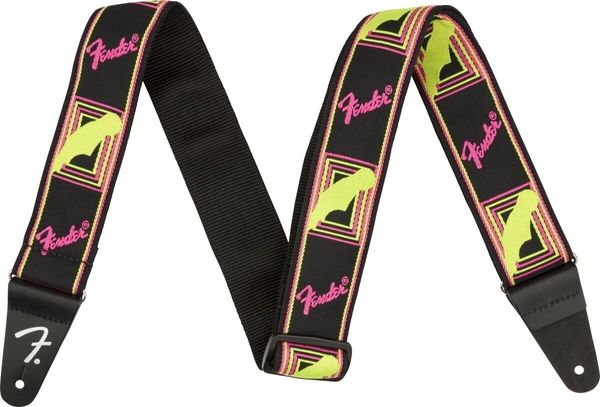 Fender Fender Neon Monogram Strap Tekstilni kitarski pas Yellow/Pink