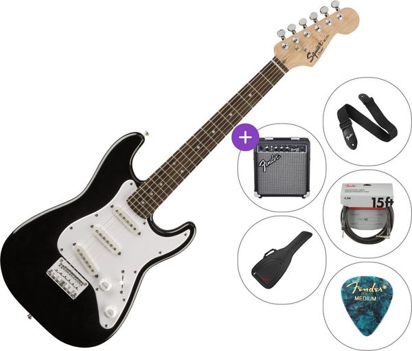 Fender Squier Fender Squier Mini Strat V2 IL Black Deluxe SET Black Električna kitara