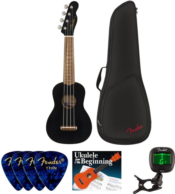 Fender Fender Venice Soprano Ukulele WN Black SET Soprano ukulele Črna