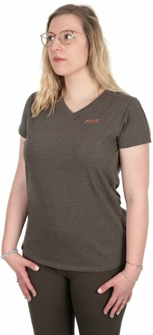 Fox Fishing Fox Fishing Majica Womens V-Neck T-Shirt Dusty Olive Marl/Mauve Fox M