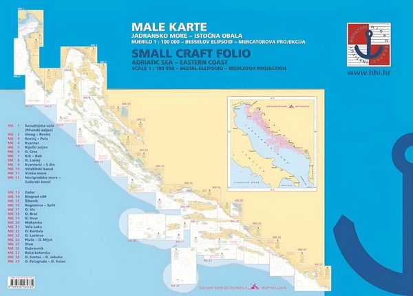 HHI HHI Male Karte Jadransko More/Small Craft Folio Adriatic Sea Eastern Coast 2022