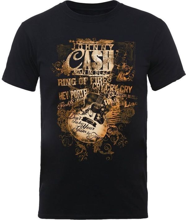 Johnny Cash Johnny Cash Majica Guitar Song Titles Unisex Black XL