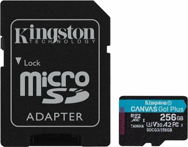 Kingston Kingston 256GB microSDXC Canvas Go! Plus U3 UHS-I V30 + SD Adapter SDCG3/256GB