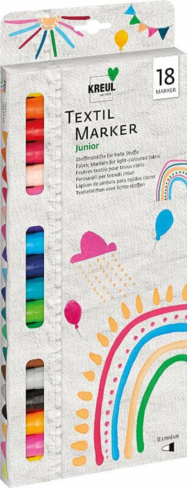 Kreul Kreul 90721 Textile Marker Set Junior Sada textilných fixiek 2 - 4 mm 18 kos.
