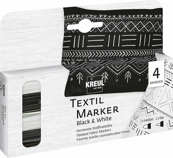 Kreul Kreul 92751 Textile Marker Black & White Set Sada textilných fixiek 2 mm Black & White 4 kos.